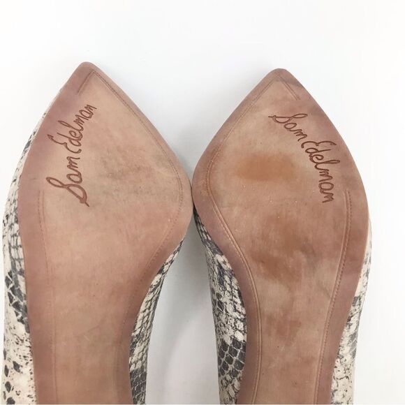 Sam Edelman CELIA Cream Snake Print Leather Pointed Toe High Heel Pumps Like New - Picture 14 of 15